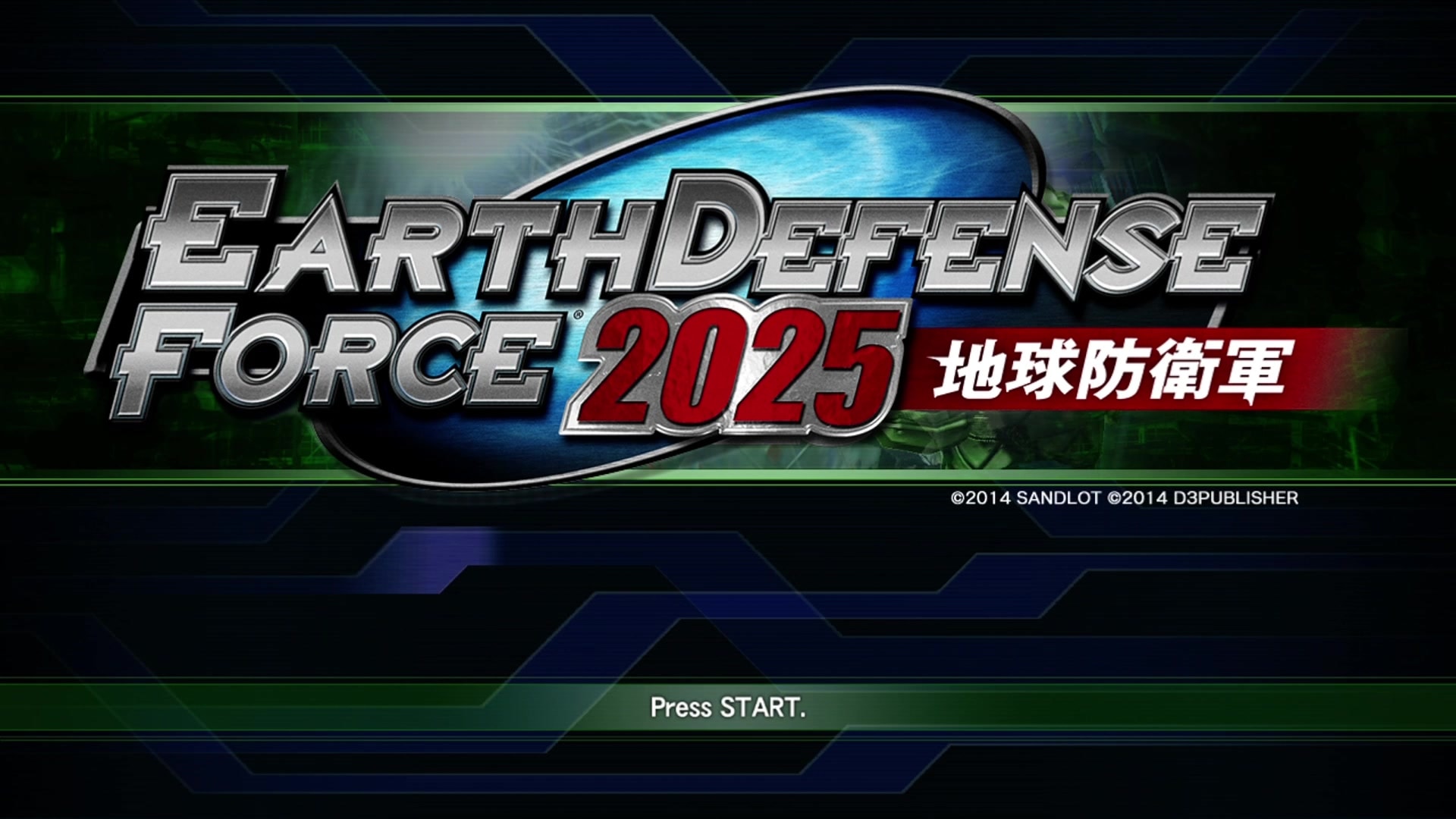 Earth Defense Force 2025 title screen for Xbox 360